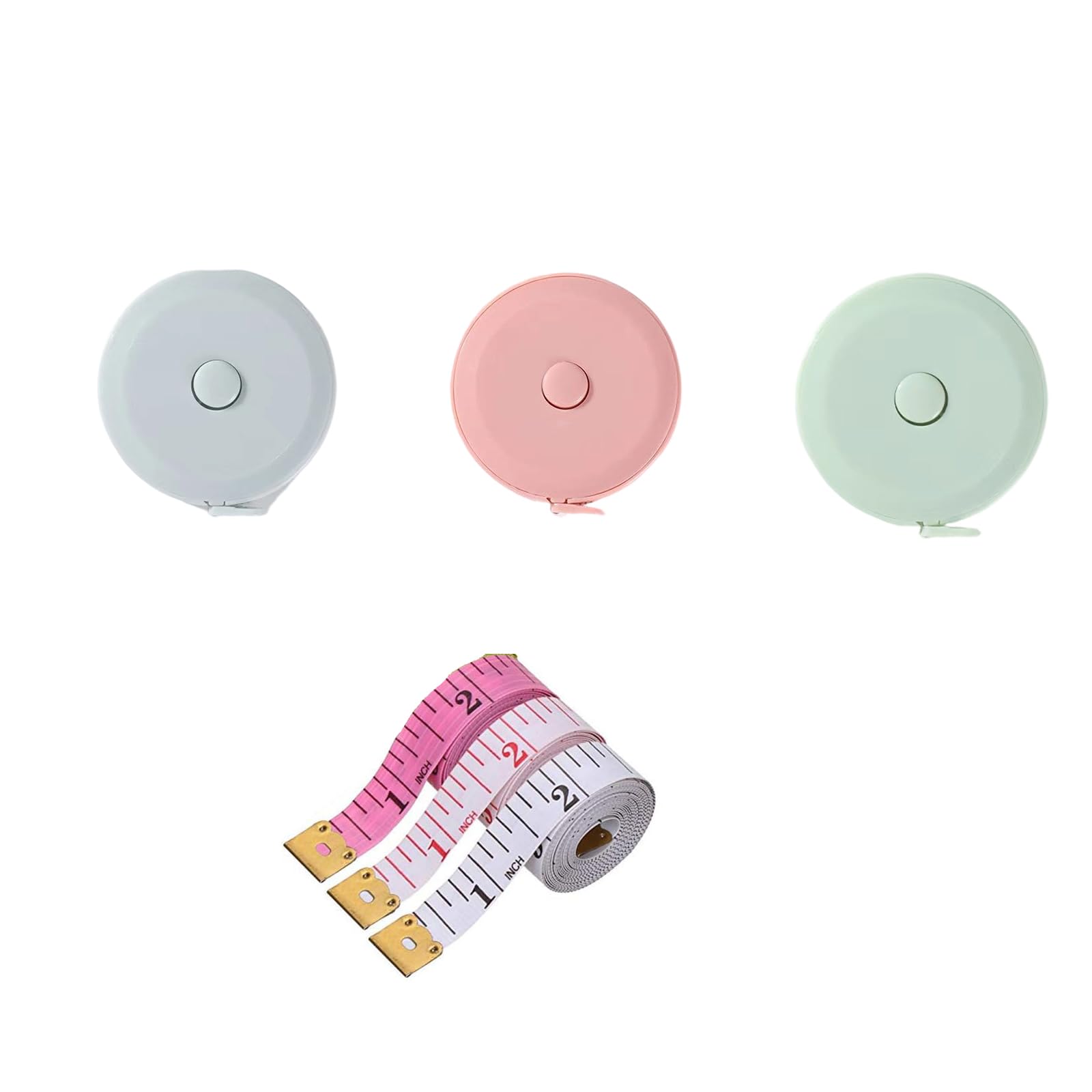 Multipurpose Iron Head Tape Measure Set of 6 Ergonomic PP Materials Construction Easy to Read Marking for Tailors and DIYer Enthusiasts Tailor Measuring Tool