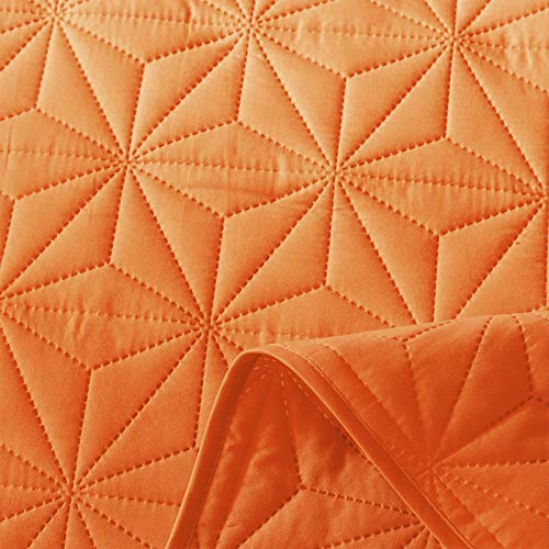 Whale Flotilla 2-Piece Twin Size Quilt Set/Bedspreads/Coverlets For All Season, Star Pattern Bedding Set With Pillow Sham, Soft And Lightweight, Orange #TOP5