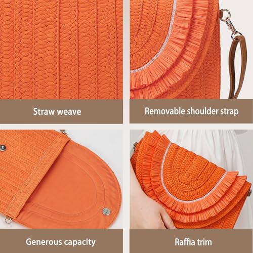 Bolso bandolera de rattan tejido a mano para mujer miniatura 6