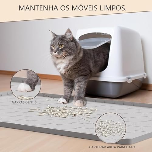 Tapete multifuncional para caixa de areia de gato, tapete para pets, tapete de silicone à prova d'á