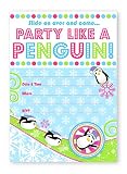 POP parties Penguin Party LARGE Invitations - 10 Invitations 10 Envelopes - Pink