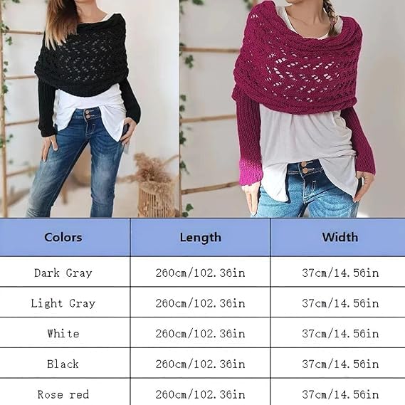 Multifunctional Scarf with Sleeves,Knitted Cable Wrap,Sweater Scarf with Sleeves for Women2