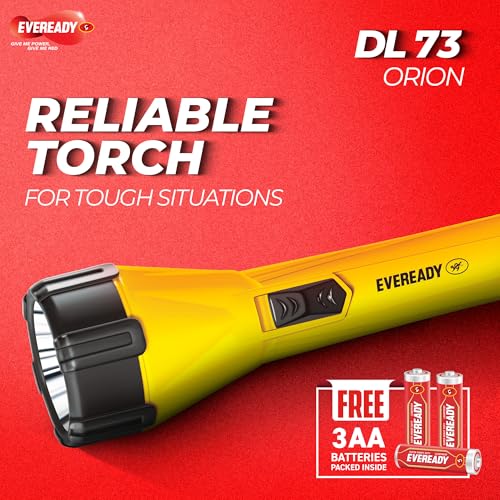 Image of Eveready DL73 Orion, 1W Emergency Torch, Durable ABS Body, Bright White LED Torch with Long Distance Beam, Powered by 3xAA Batteries