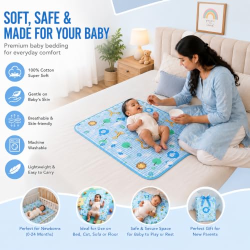 Image of Mommers New Born Baby Waterproof Plastic Dry Sheets | Mattress Protector Sheets Medium Size | Diaper Changing Mat for Infants & Toddlers | Waterproof & Reusable Mattress Protector | Baby Oiling Mat