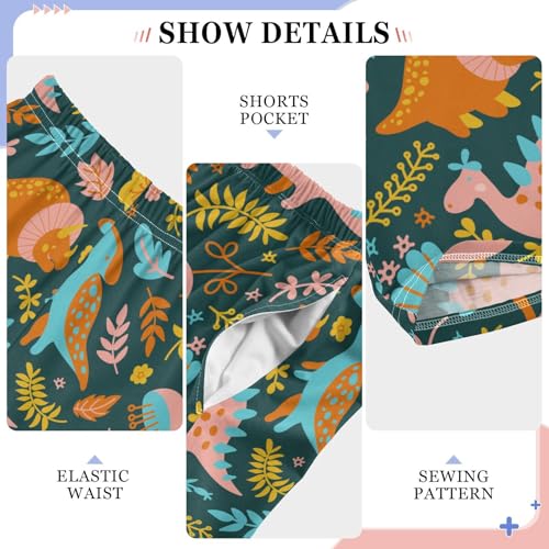 ZZXXB Dinosuar Flowers Boys Long Pants Soft Trousers Elastic Waist Kids Lounge Bottoms with Pockets S-XL4