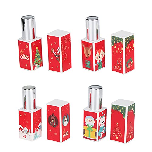 Tubos de lápiz labial vacío DIY de estilo navideño, contenedor cuadrado de bálsamo, 4 uds 5