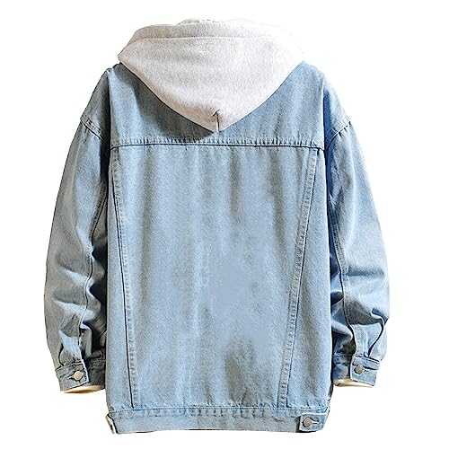DOSLAVIDA Men's Distressed Denim Jacket Unisex Button Down Jean Coat Casual Long Sleeve Trucker Hooded Jackets Outwear4