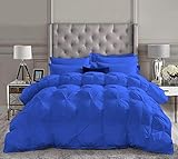 Luxury 500 GSM Royal Blue Down Alternative 3 Pieces Quilted Pinch Pleated Comforter Set ( Comforter
