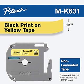 Brother Genuine P-touch M-K631 Label Tape 1/2" (0.47") Standard Laminated P-touch Tape, Black