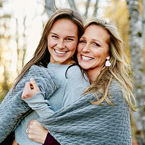 Sgoeths 1 Pair Pink Heart Earrings For Women Girls Pink Rhinestones Heart Drop Dangle Earrings Crystal Stud Drop Earrings Classic Sparkly Jewelry Valentines Day Gifts For Mom Her Girlfriend (Sequin Heart) #TOP3