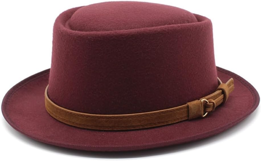 Classic Wide Brim Wool Fedora Hat, Black with Brown Band