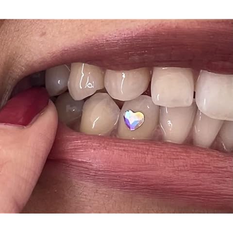 Tooth Crystal Gems - 5 Pieces AB Heart Crystals Genuine Cover