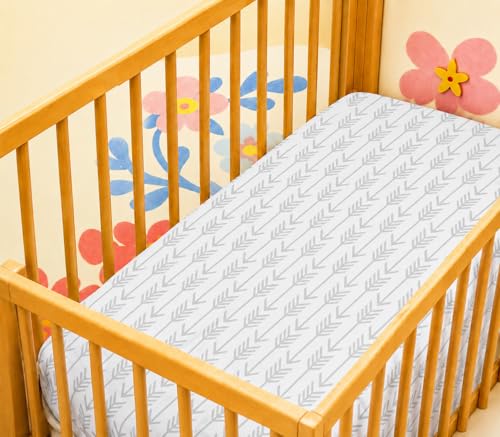 Image of Cottington Lane Crib Fitted Cradle Sheet - Bedsheet for Cribs /Cots One Qty 100% Cotton - 52 inch x 28 inch x 6 inch Arrow