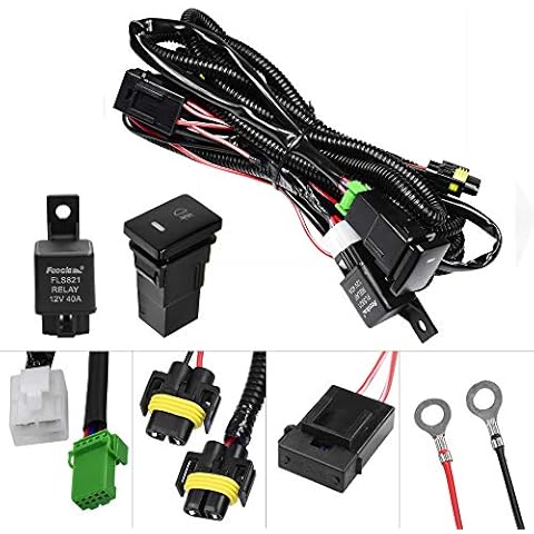 YUNPINGCAR H11 H9 880 881 Fog Light Wiring Harness Socket Wire Connector with 40A Relay ON/OFF Switch Kits for Toyota GM Hyundai Accent Elantra Peugeot LED Work Lamp Driving Light Etc Cover