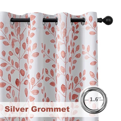 Image of MYSKY HOME Terracotta Curtains 84 Inch Length for Bedroom Grommet 2 Panels