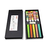 HUANGYIFU 9.8” Reusable Colorful Chopsticks Classical Pattern Wooden Chop sticks,with Case