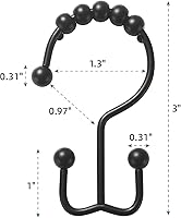 Vista 4 de Titanker 12 ganchos para cortina de ducha y forro de cortina de ducha esmerilado de 72 x 72 pulgadas