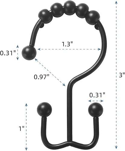 Miniatura 4 de Titanker 12 ganchos para cortina de ducha y forro transparente de cortina de ducha de 72 x 72 pulgadas