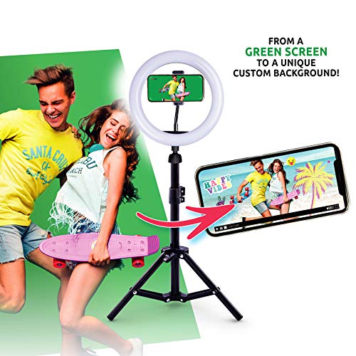 So DIY TikTok Instagram YouTube Ring Light with Green Screen and Phone Mount Tripod. Studio Creator Influencer Video Creator Kit by Canal Toys - Image 3