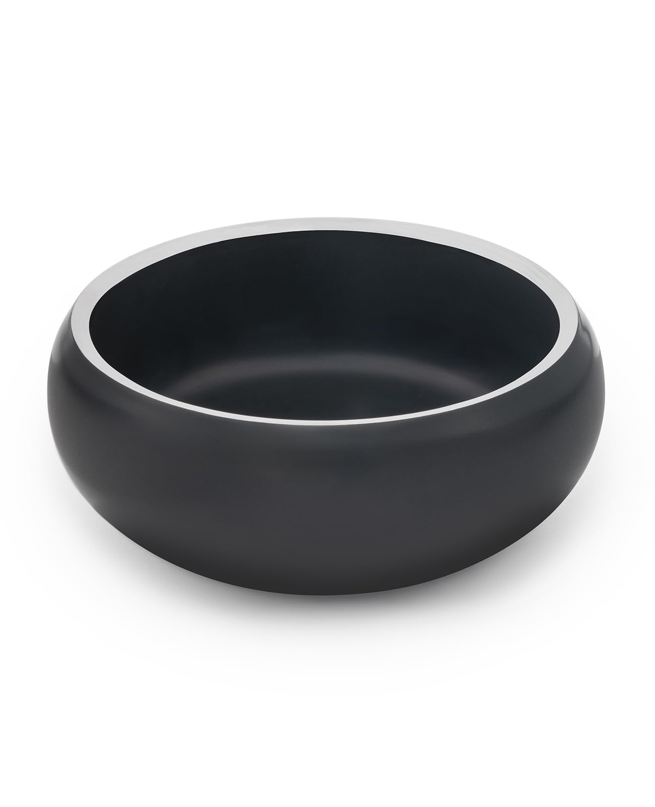 lionto Stainless Steel Food Bowl, 360ml, Food Grade Dog Bowl with Non-Slip Silicone Pads, Rustproof Water Bowl for Dogs and Cats, Curved Black