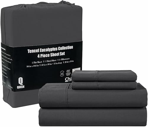 Juego de sábanas de Tencel Lyocell de 4 piezas, tamaño California King, sábanas refrescantes para personas que duermen con calor, sábanas bajeras y