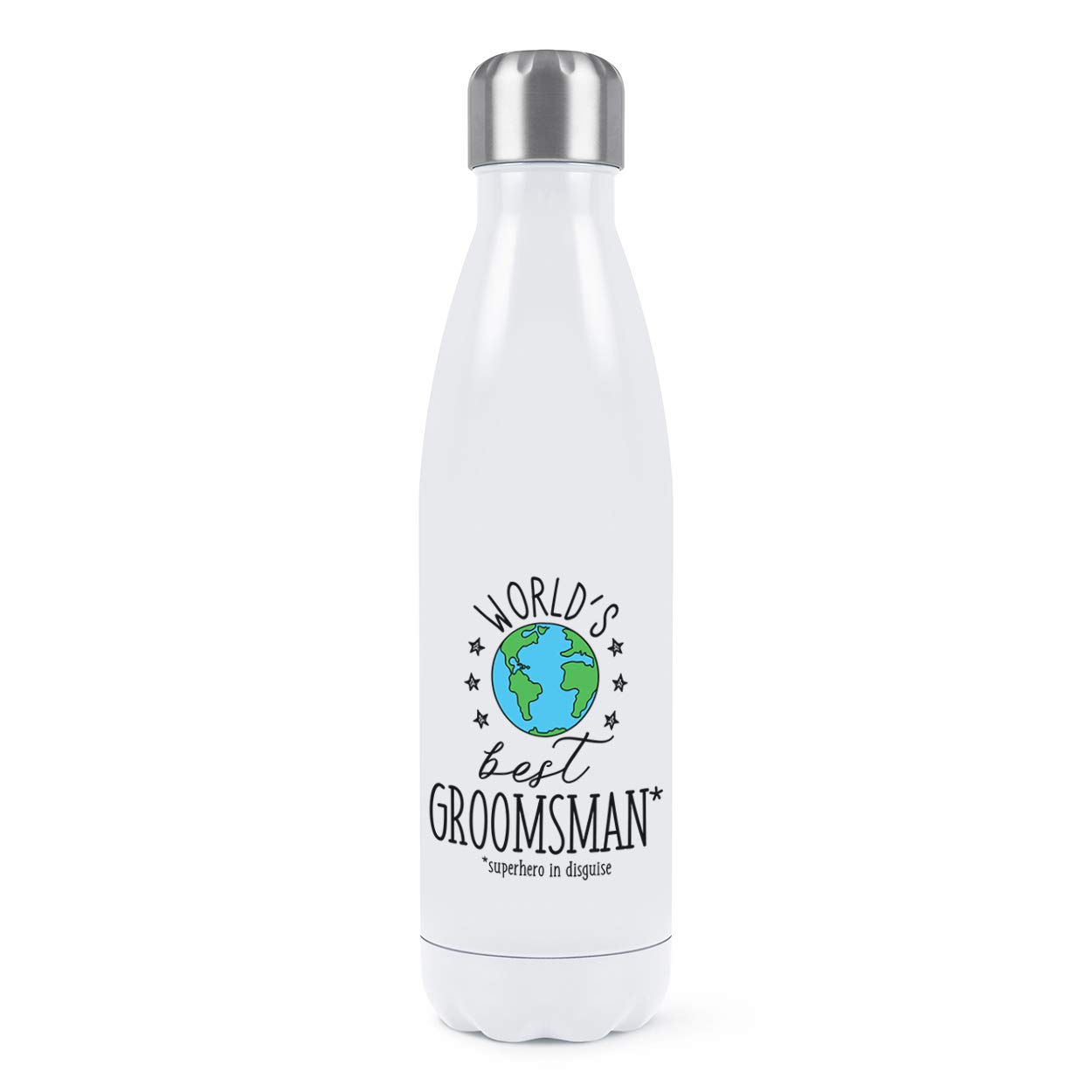 Cadeau Garçon d'Honneur : Bouteille Eau Isolée 500ml en Inox Blanc