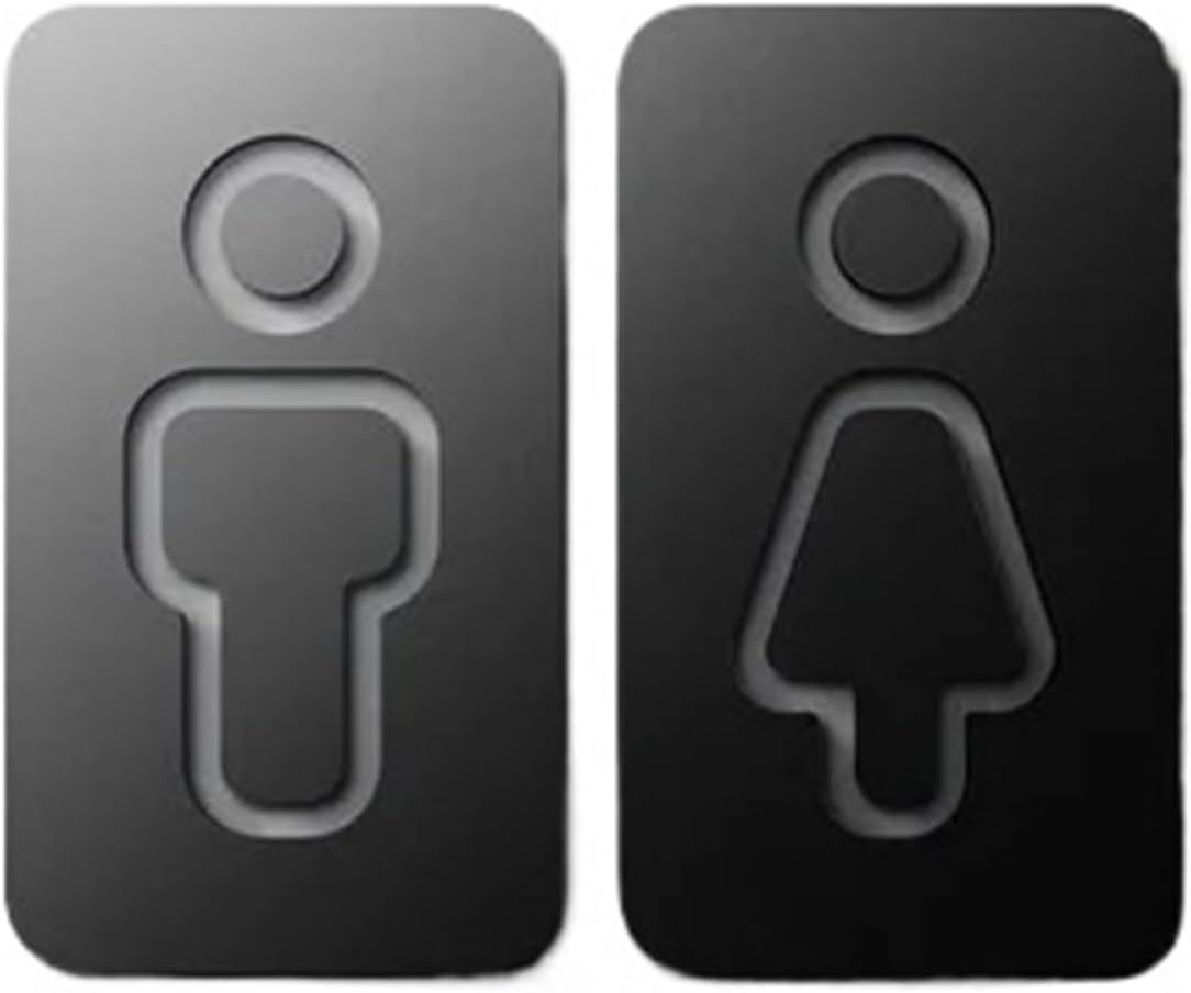 Toilet Sign Shopping Mall Supermarket Residential Modern Home Art Decoration Sign Bathroom Toilet Door Number Wall Sticker(Color-21,25x16cm Black)