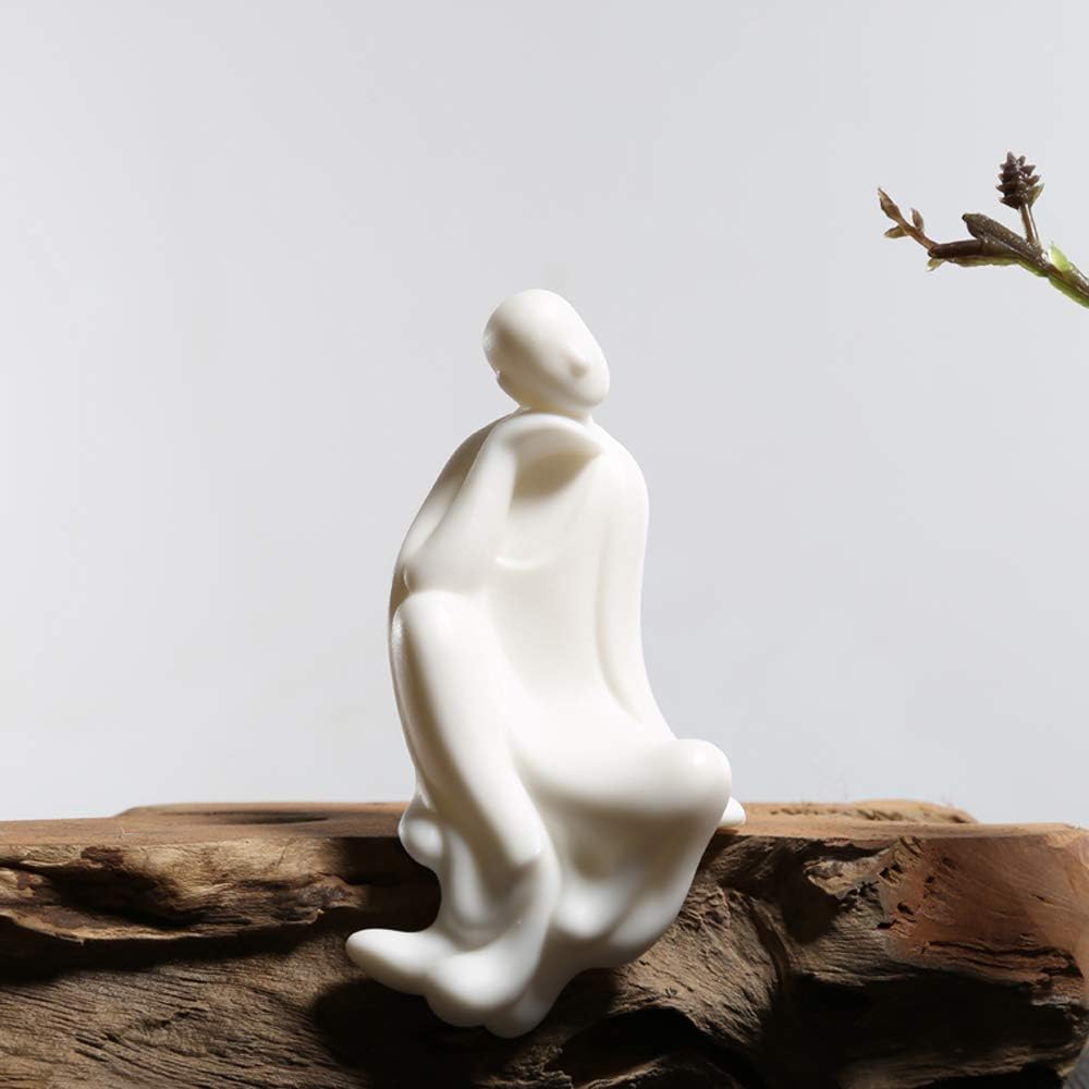KJYHXX White Ceramic Little Monk Furniture Handmade Home Deco Creative Gift (Tranquillity)