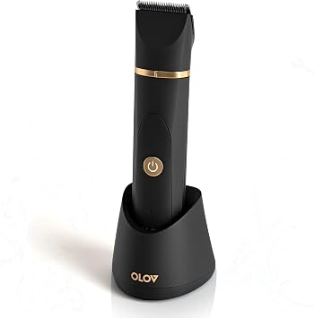 OLOV Body Groomer Men, Ball Trimmer Shaver for Men with Nose Hair Trimmer, Detachable Ceramic Blade Electric Groin Hair Trimmer, USB Recharge Dock, Waterproof Electric Razor Male Grooming Kit