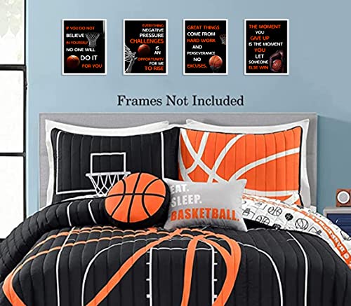 Basketball Wall Art Poster,Fashionable And Inspirational Canvas Posters,Basketball Wall Decoration Painting,Motivational Basketball Posters Pictures Sports Posters For Teen Boys Guys Men Room Dorm Bedroom Wall Decor,Aesthetic Cool Poster Gift For Basketball Fans,Set Of 4 (8X10 Inches, Unframed) #TOP3
