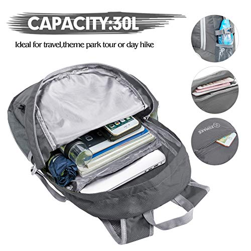 ZOMAKE Lightweight Packable Backpack 30L - Foldable Hiking Backpacks Water Resistant Compact Folding Daypack for Travel - Image 4