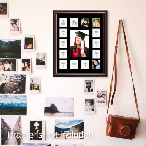 Vudeco School Picture Frame Pre-K 12-11X14" 15 Photos School Days Photo Collage-No Frame-Pre K School Kindergarten To 12Th Grade School Photo Book School Photo Frame K-12 Mat School Year Picture Album #TOP6