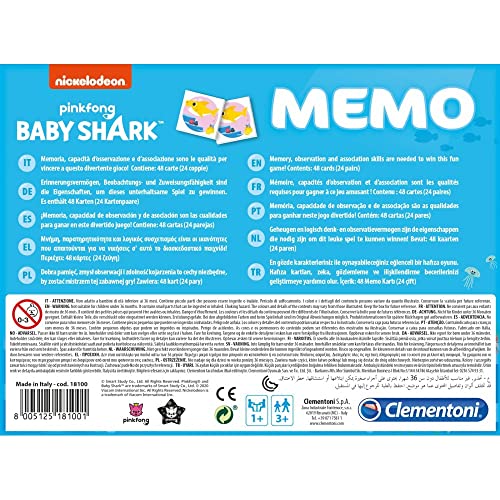 Clementoni - Baby Shark Memory, kinderen 3 jaar, leerspel, koppels, kaartspel, Made in Italy, 18100, meerkleurig - Image 4