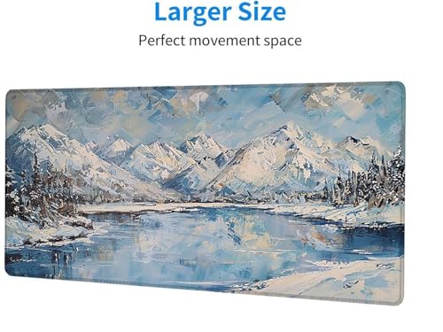 Tapis de Souris Gaming Bleu, Grand Tapis de Souris XXL 600 x 400 x 3 mm, Montagne Mouse Pad pour Clavier et Bureau, avec Bords Surpiqués et Dos Antidérapant Mousepad for Gamer Gaming Accessoire 2-G – vue 2