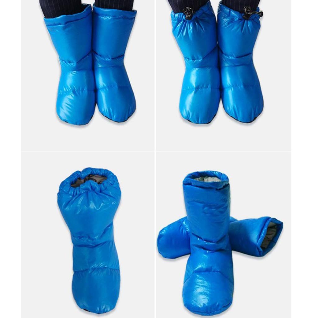 Chaussons d'hiver chauds en duvet d'oie blanc pour tente de camping Noir M