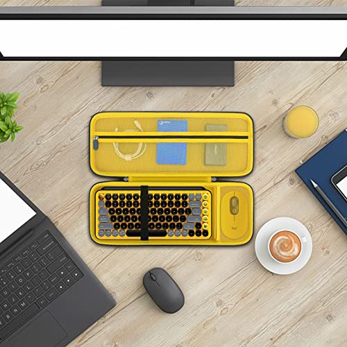Elonbo Hard Carry Case For Logitech Pop Keys Mechanical Wireless Keyboard, Portable Bluetooth Wireless External Keyboard Travel Case, Extra Mesh Pocket Fits Mouse, Included Usb, Dongle, Black #TOP6