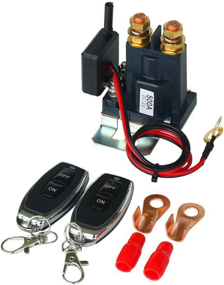 Remote Battery Disconnect Switch Upgraded Remote Control Key 12V 500A for Car Truck RV Battery Switch Isolator with 2 Keys, Black, 500398164