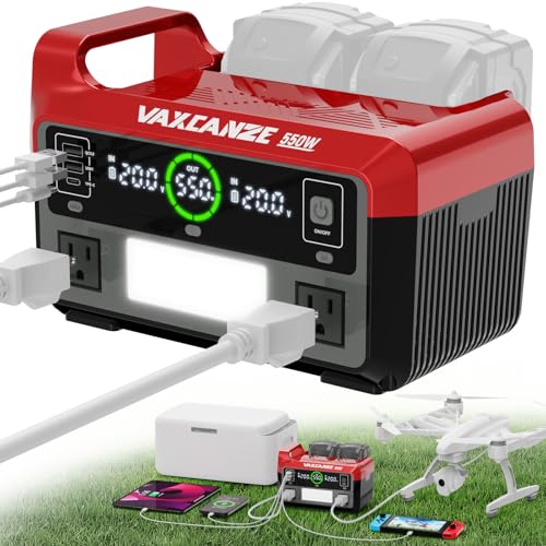 Image of 550W Power Inverter for Milwaukee 18V, DC 20V to AC 110V Pure Sine Wave, Portable Power Station with 2 USB Ports & 1 AC Outlet & 1 Type-C Fast Charging, Battery Adapter with LED, Battery Not Included