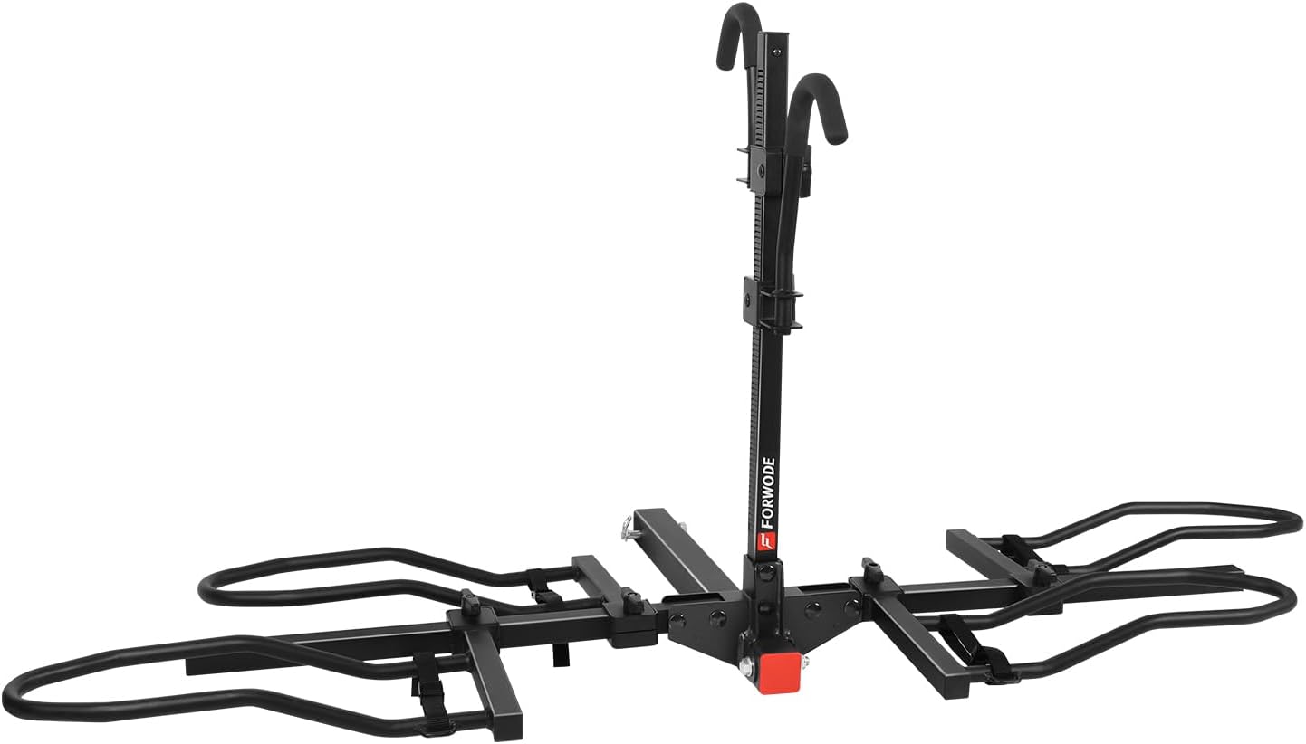 FORWODE Bike Rack Hitch Mount Platform Bike Rack, 2-Bike 200 lbs Capacity, Wobble-Free, Fits Up to 5" Fat Tires, 2" Receiver, E-Bikes & MTB (HBS12G)