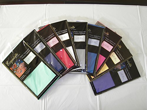 Mountclear 12-Pack Disposable Plastic Tablecloths - 54 X 108 Inch Size Table Cover (Maroon) #TOP4