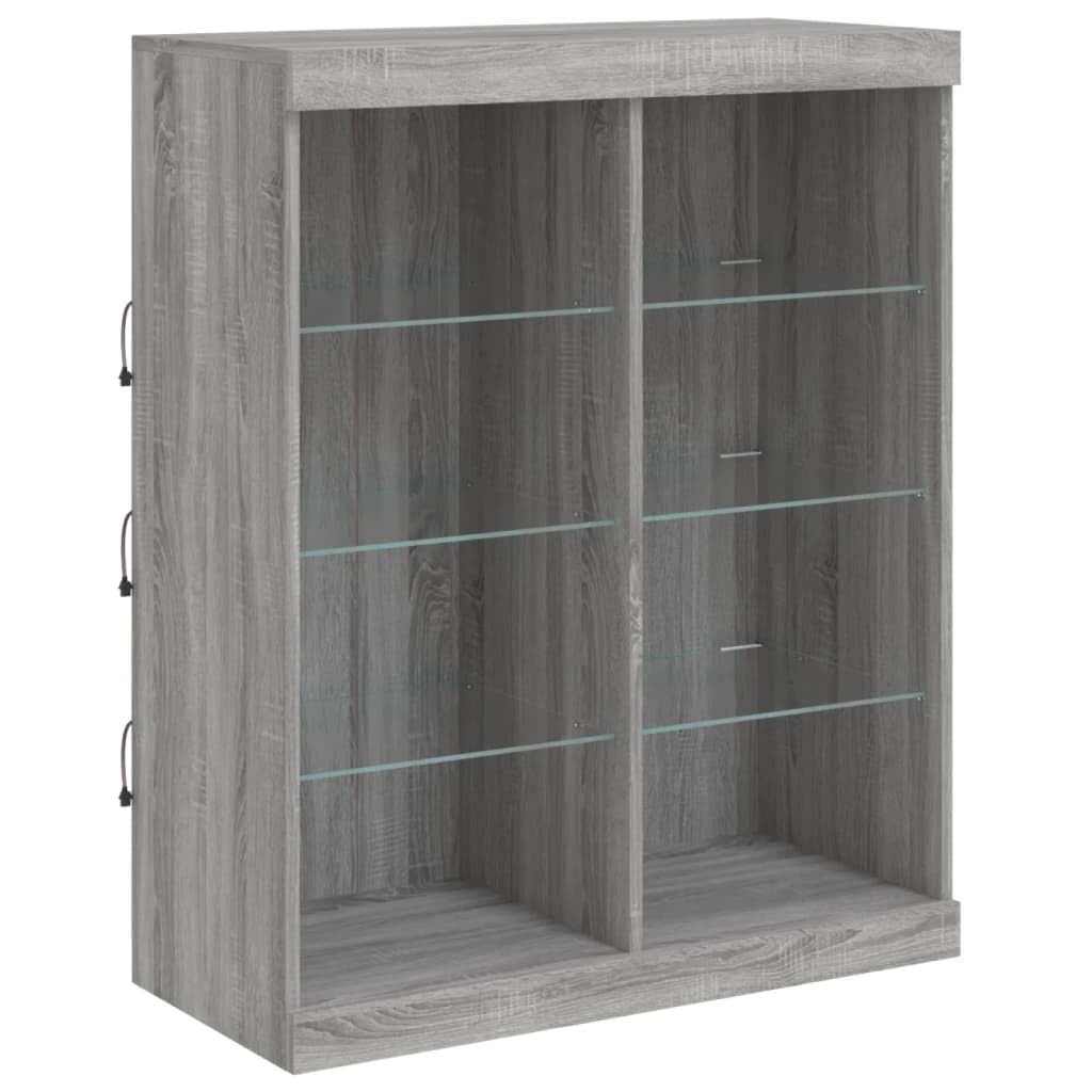 Madera resistente con luces LED para salon Gris Sonoma 81x37x100 cm