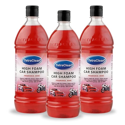 Image of Tetraclean High Foam Car Shampoo Car Washing Liquid - Rose Scented | For Home & Commercial Use, (3 L)
