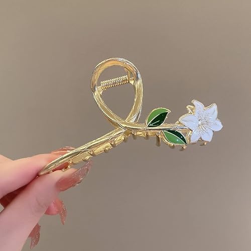 Miniatura 5 de Pinzas de pinza para el cabello pasador acrílico diadema de cangrejo cola de caballo grueso dorado rizado accesorios de estilo gótico flor de lirio