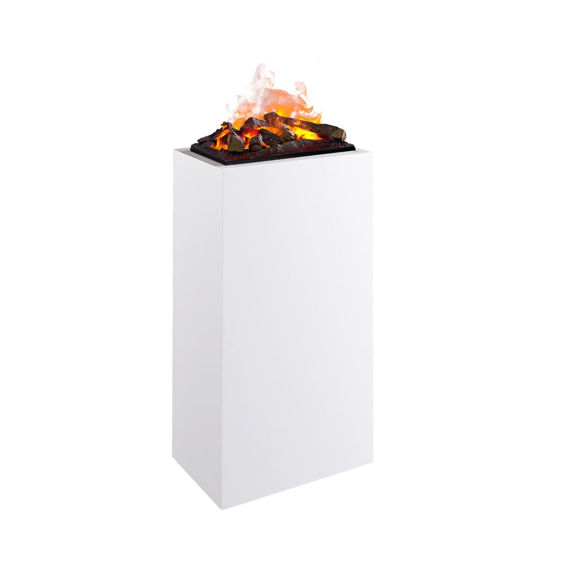 BALDERIA camino elettrico Ikaros | Caminetto da terra con effetto fiamma LED Optimyst | Acqua nebulizzata, crepitio, ceppi, vista fiamma a 360° | Focolare a pavimento con telecomando | Bianco, alto