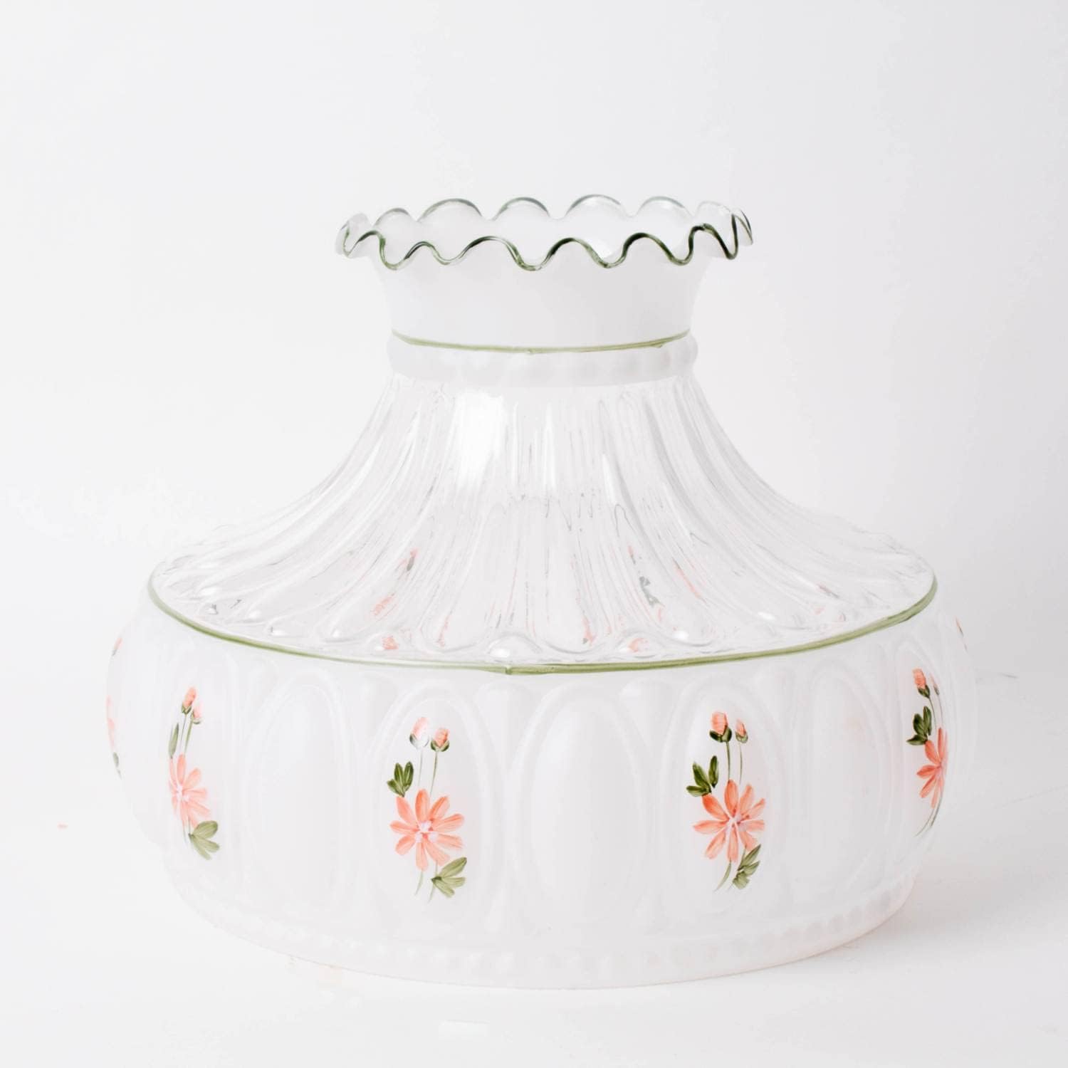 Aladdin Glass Oil Lamp Shade Pink Wildflowers Design, 10 inch Base Fitter, M758