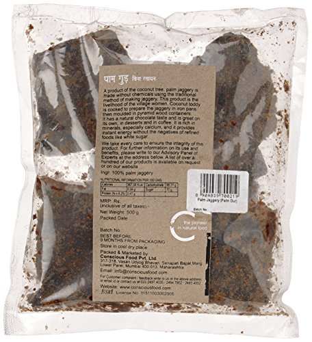 Image of Conscious Food Palm Jaggery, 500 gm | Pure & Natural Sweetener | Boosts Digestive System | Sugar Alternative | Karupatti /Thati Bellam /Pana Vellam (Pack of 2)