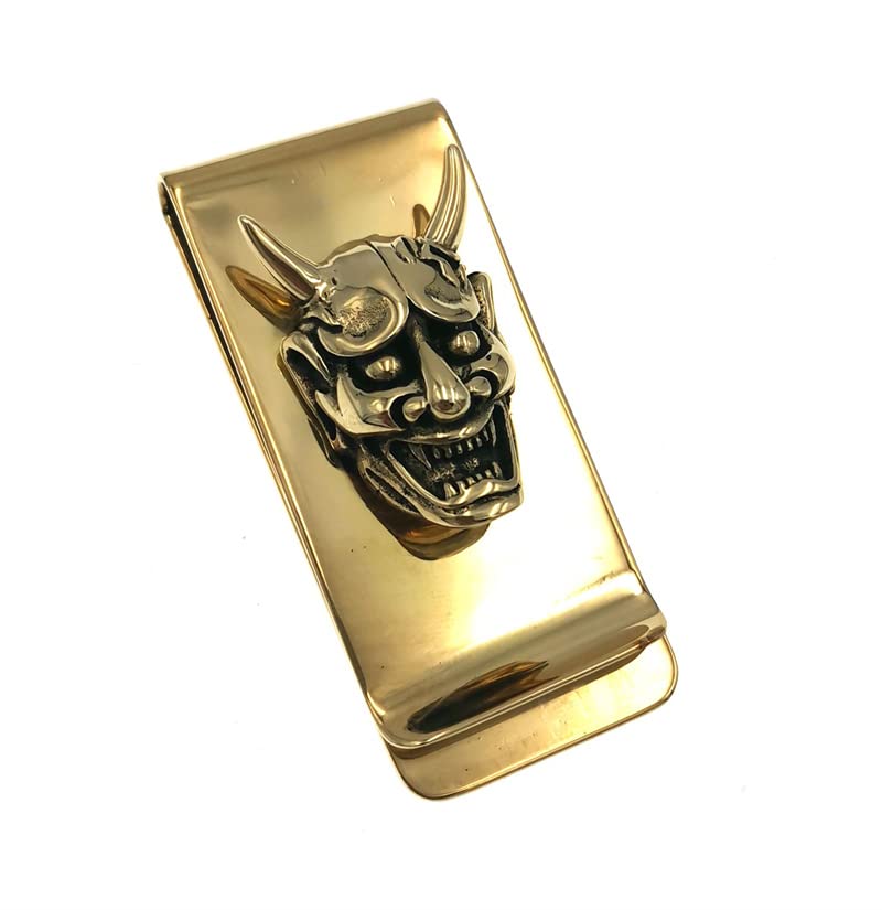 Brass Skull Pendant Slim Cash Money Clip Wallet Credit Card Holder Handwork Mens Accessories Cosplay Gift