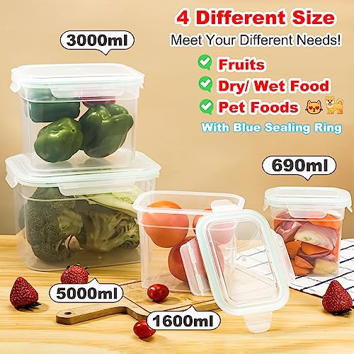 Lihong 8-Piece Food Storage Containers With Lids Airtight 169Oz, Plastic Storage Containers Meal Prep Containers For Kitchen Pantry Freezer Containers For Food, Microwave Dishwasher Safe, Blue Gasket #TOP1