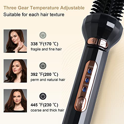 Brush Curling Iron For Short Hair, 1 Inch Barrel Rotating Curling Iron Brush, Hot Brush Curling Iron Automatic Spin Curling Brush With Adjustable Heat Settings To Create Loose Curls #TOP2