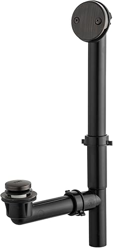 Miniatura 11 de Artiwell Kit de drenaje tubular de baño negro de 1-1/2 pulgadas con tapón de drenaje de baño accionado con la punta del pie, drenaje de bañera Mate